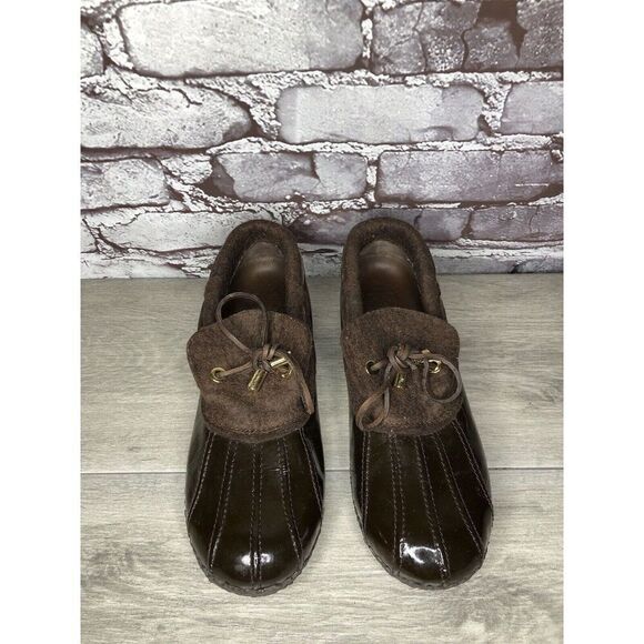 Tory Burch Brown Rubber Lace Boot Duck Shoes Women Sz 8.5M US/38.5EU - Picture 13 of 16